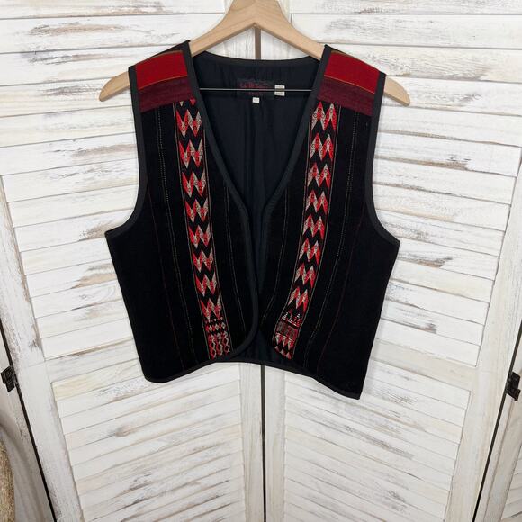 EARTH TONES SANTA FE VINTAGE Handmade M Bolivian Wool Embroidered Vest Western - Picture 6 of 13